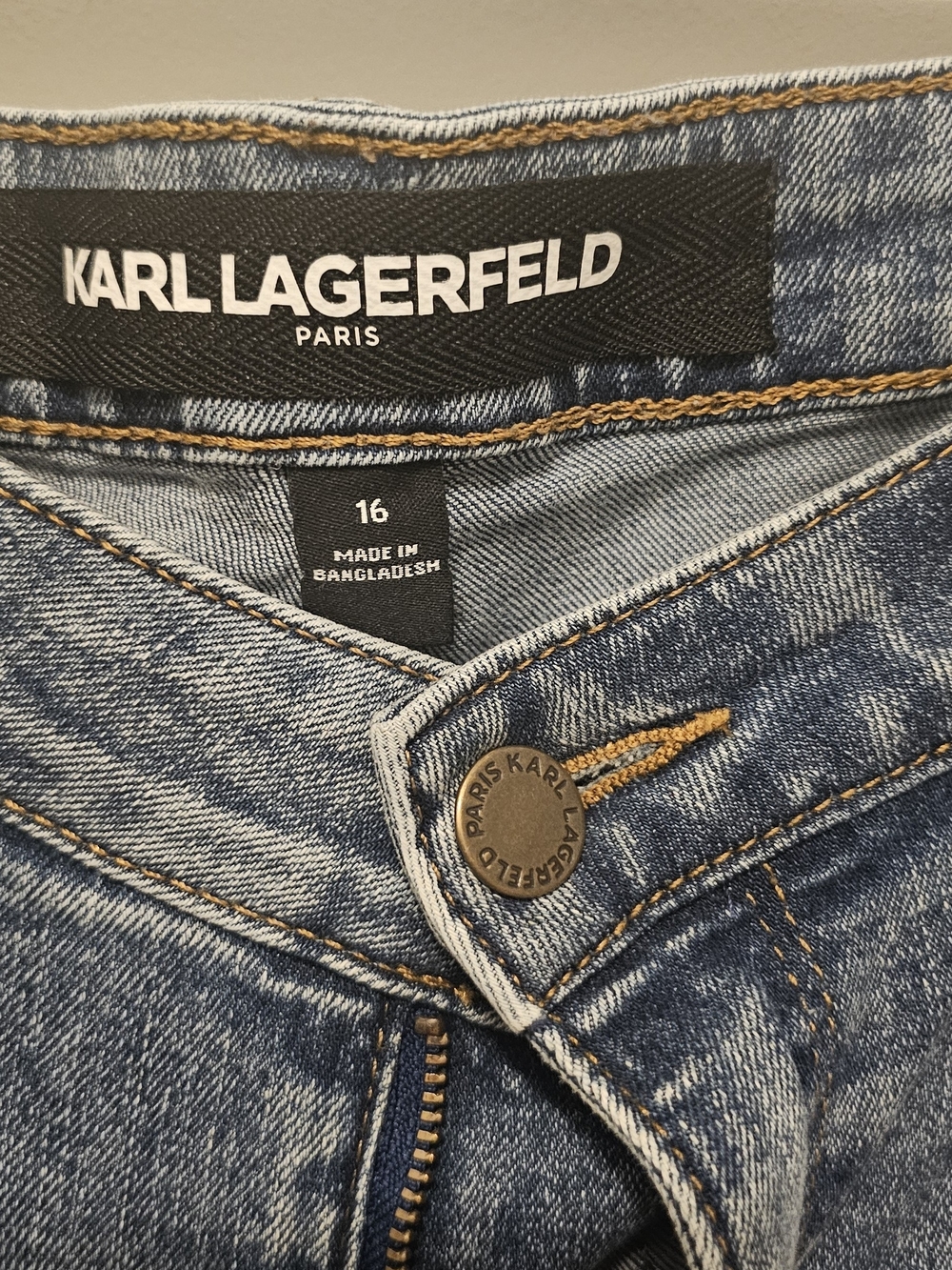 Karl Lagerfeld Embellished Skinny Jeans - Blue with Red Accent - Picture 2 of 5